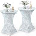 2 Pcs Sage Green Floral Cocktail Table Covers, 32'' x 43''