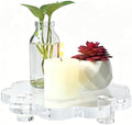 2 Pcs Scalloped Acrylic Risers for Diaplay, Thick Clear Pedestal Stands Candle Tray Riser, Double as Tabletop