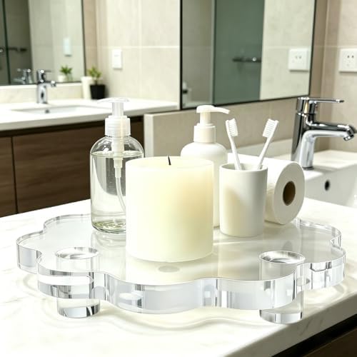 2 Pcs Scalloped Acrylic Risers for Diaplay, Thick Clear Pedestal Stands Candle Tray Riser, Double as Tabletop, alternate view