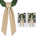 2 Pcs Scalloped Wreath Sash for Front Door, Khaki Ruffle Wreath Ribbon