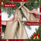 2 Pcs Scalloped Wreath Sash for Front Door, Khaki Ruffle Wreath Ribbon, alternate view 3