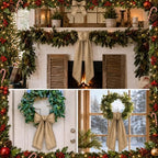 2 Pcs Scalloped Wreath Sash for Front Door, Khaki Ruffle Wreath Ribbon, alternate view 4