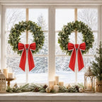 2 Pcs Scalloped Wreath Sash for Front Door, Khaki Ruffle Wreath Ribbon, alternate view 5