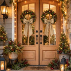 2 Pcs Scalloped Wreath Sash for Front Door, Khaki Ruffle Wreath Ribbon, alternate view 6