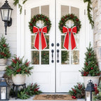 2 Pcs Scalloped Wreath Sash for Front Door, Red Ruffle Wreath Ribbon, alternate view 7