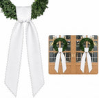 2 Pcs Scalloped Wreath Sash for Front Door, White Ruffle Wreath Ribbon