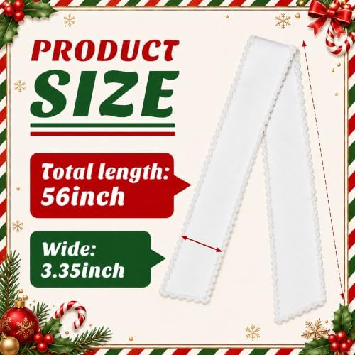 2 Pcs Scalloped Wreath Sash for Front Door, White Ruffle Wreath Ribbon, alternate view 2