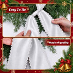 2 Pcs Scalloped Wreath Sash for Front Door, White Ruffle Wreath Ribbon, alternate view 3
