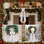 2 Pcs Scalloped Wreath Sash for Front Door, White Ruffle Wreath Ribbon, alternate view 4