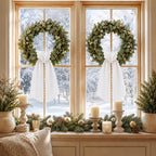 2 Pcs Scalloped Wreath Sash for Front Door, White Ruffle Wreath Ribbon, alternate view 5