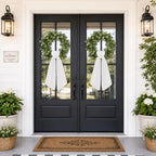 2 Pcs Scalloped Wreath Sash for Front Door, White Ruffle Wreath Ribbon, alternate view 7