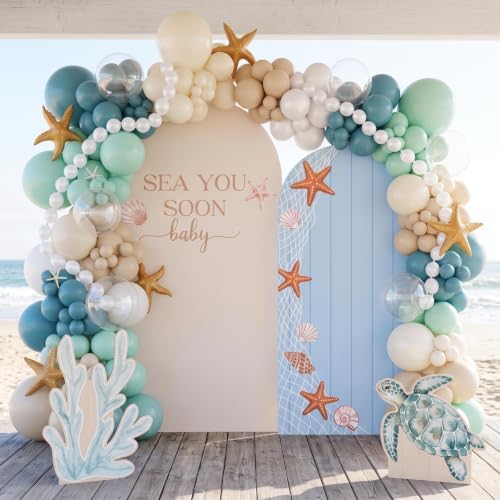 2 Pcs Sea You Soon Arch Cover, Blue, 6ft 7.2ft in 2.6 x 6 ft and 4 x 7.2 ft in Blue
