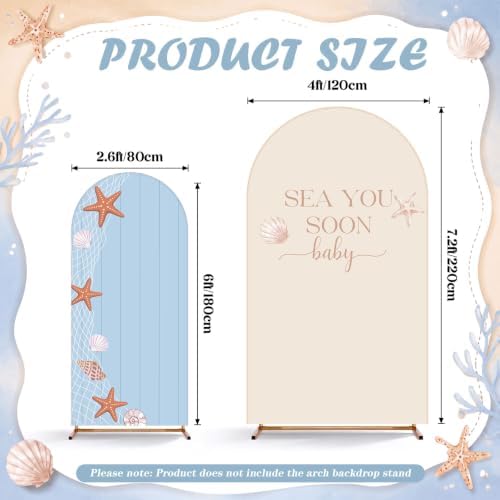 2 Pcs Sea You Soon Arch Cover, Blue, 6ft 7.2ft in 2.6 x 6 ft and 4 x 7.2 ft in Blue, alternate view 2