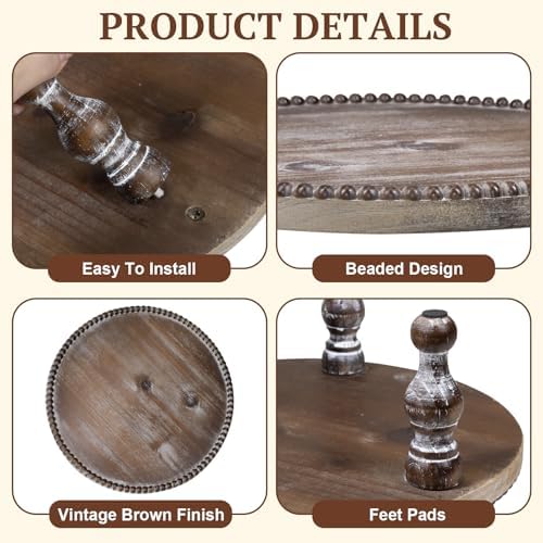2 Pcs Set Farmhouse Wood Riser, Vintage Wooden Display Riser in Natural Wood, alternate view 5