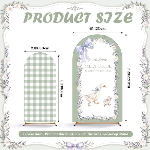 2 Pcs Silly Goose Arch Backdrop Cover, Green in 2.6 x 6 ft and 4 x 7.2 ft in Green, alternate view 2