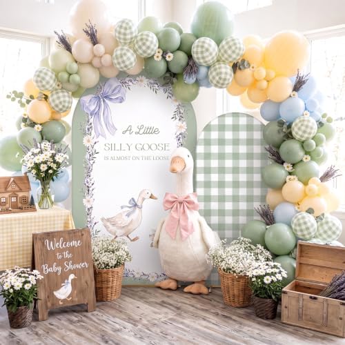 2 Pcs Silly Goose Arch Backdrop Cover, Green in 2.6 x 6 ft and 4 x 7.2 ft in Green, alternate view 6