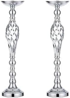2 Pcs Silver 23in Metal Flower Arrangement Stand for Wedding Home Decor.Vases Centerpieces for Table, Party