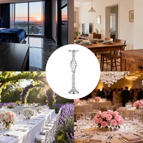 2 Pcs Silver 23in Metal Flower Arrangement Stand for Wedding Home Decor.Vases Centerpieces for Table, Party, alternate view 7