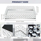 2 Pcs Silver Metal Crystal Mirror Tray - 11.2"x8.1" Table Centerpieces Tray, Multi-Functional Display for, alternate view 3