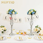 2 Pcs Silver Wedding Centerpieces Flower Stand,55cm Height Wedding Road Lead Flower Vases, Crystal Artificial, alternate view