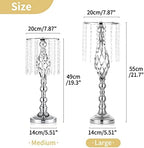 2 Pcs Silver Wedding Centerpieces Flower Stand,55cm Height Wedding Road Lead Flower Vases, Crystal Artificial, alternate view