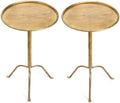 2 Pcs Small Bronze Pedestal Side Table - 21.25" Tall Metal Martini Table