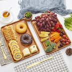 2 PCS Solid Acacia Wood Serving Trays 16 * 12 inch Rectangular Wooden Serving Platters Natural Wooden Boards for, alternate