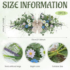 2 Pcs Spring Floral Teardrop Swags 24" Wildflower & Daisy Swag Decor with Linen Bows, Artificial Summer Greenery, alternate