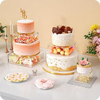 2 Pcs Square Clear Acrylic Fillable Cake Stand with 2M LED Lights in 12 x12 x 4, 8 x 8 x 4 inch in Transparent, alternate