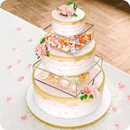 2 Pcs Square Clear Acrylic Fillable Cake Stand with 2M LED Lights in 12 x12 x 4, 8 x 8 x 4 inch in Transparent, alternate