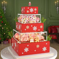 2 Pcs Square Clear Acrylic Fillable Cake Stand with Lid in 12 x12 x 4, 8 x 8 x 4 inch in Clear