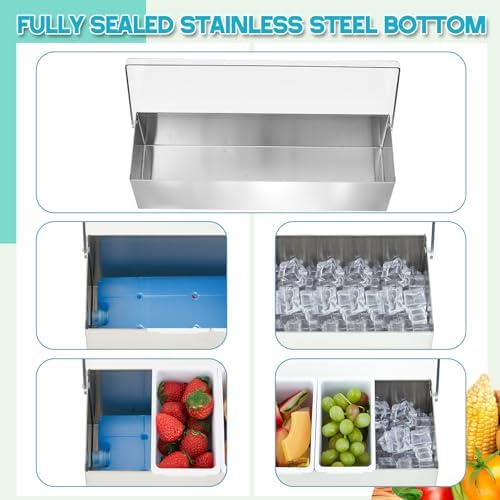 2 Pcs Stainless Steel 6Slot Chilled Condiment Caddy with 4 Ice Boxes, alternate view 2