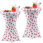 2 Pcs Strawberry Stretch Cocktail Table Covers, 32'' x 43''