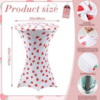 2 Pcs Strawberry Stretch Cocktail Table Covers, 32'' x 43'', alternate view 3