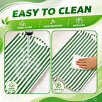 2 Pcs Stripe Serving Trays with Handle Green White Melamine Rectangular Trays Reusable Decorative Food Serving, alternate