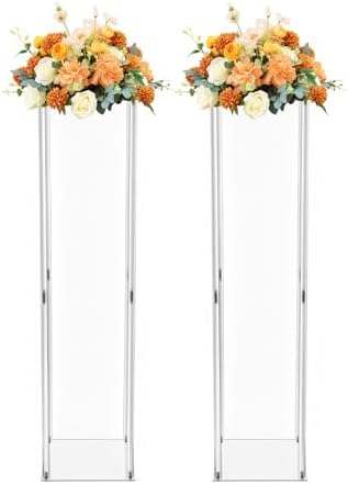 2 PCS Transparent Acrylic Flower Stand Column 39.37 Inch Tall in Clear