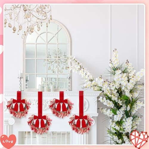 2 Pcs Valentine Heart Wreath 9" Small Wreaths for Door, alternate view 6