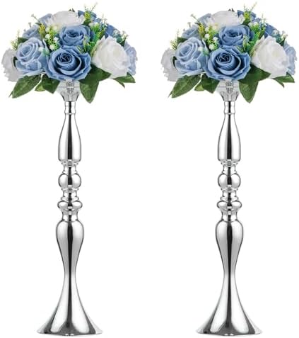 2 Pcs Versatile Metal Flower Arrangement, Candle Holder Stand Set Candlelabra for Wedding Party Dinner