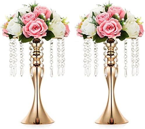 2 Pcs Versatile Metal Flower Arrangement Stand, 13.8in/35cm Height Elegant Wedding Centerpieces Flower Vase
