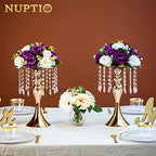 2 Pcs Versatile Metal Flower Arrangement Stand, 13.8in/35cm Height Elegant Wedding Centerpieces Flower Vase, alternate view 2