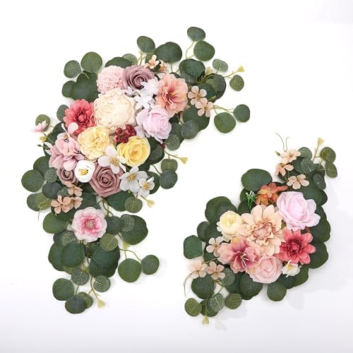 2 Pcs Wedding Arch Decorations, Colorful Arch Flowers Swag