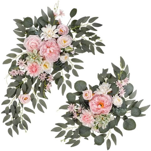 2 Pcs Wedding Arch Decorations, Pink Arch Flowers Swag Peony