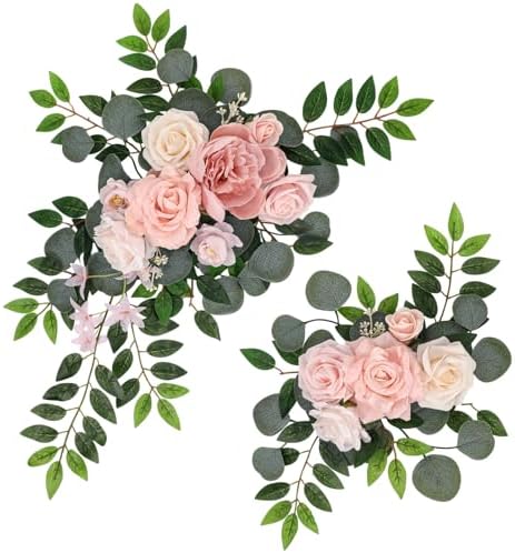 2 Pcs Wedding Arch Decorations, Wedding Arch Flowers Swag