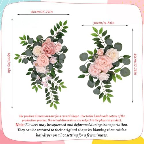 2 Pcs Wedding Arch Decorations, Wedding Arch Flowers Swag, alternate view 3