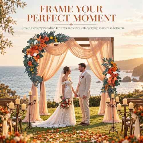 2 Pcs Wedding Arch Flowers, Large Artificial Flower Swags, Orange in Orange, alternate view 3