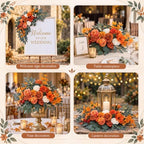 2 Pcs Wedding Arch Flowers, Large Artificial Flower Swags, Orange in Orange, alternate view 4