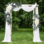 2 Pcs Wedding Arch Flowers, Large Artificial Flower Swags, White in White