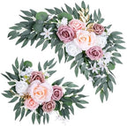 2 Pcs Wedding Arch Flowers Set, Large 21.7in & Small 18.1in
