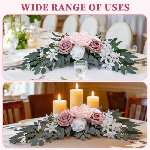2 Pcs Wedding Arch Flowers Set, Large 21.7in & Small 18.1in, alternate view 4