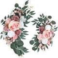 2 Pcs Wedding Arch Flowers Set, Large 23.6 in & Small 15.7 in Artificial Floral Swag for Outdoor Wedding